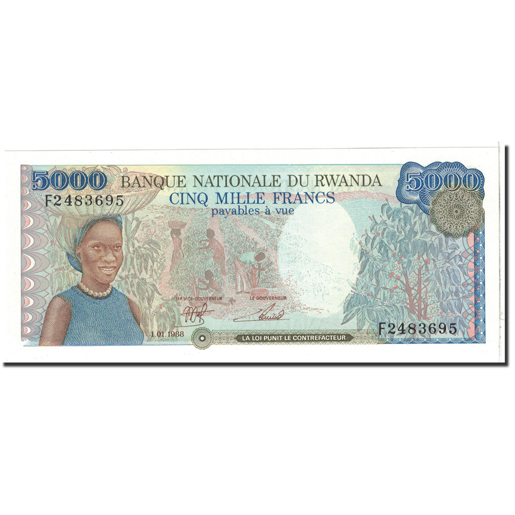 Banknote, Rwanda, 5000 Francs, 1988, 1988-01-01, KM:22, UNC(65-70)