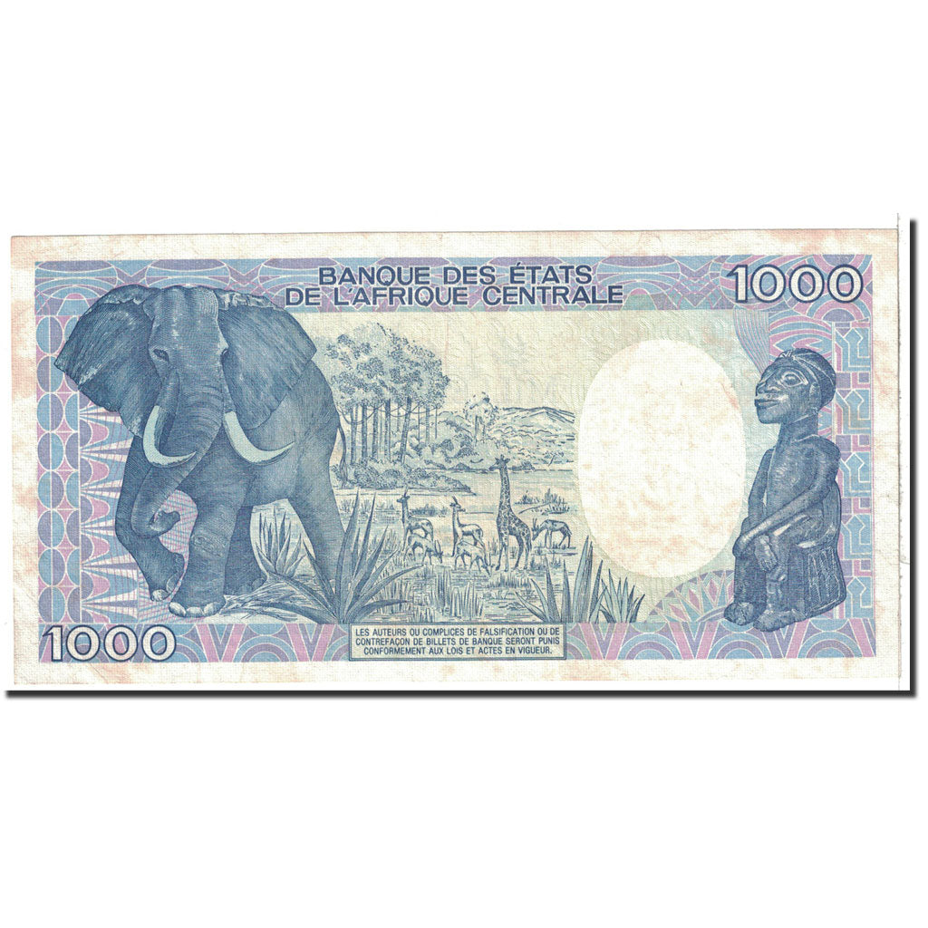 Gabon, 1000 Francs, 1987, KM:10a, 1987-01-01, AU(55-58)