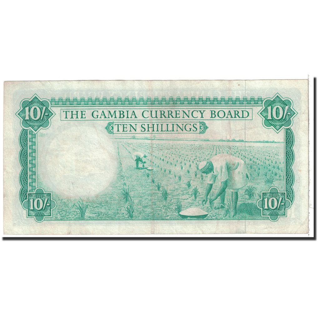 The Gambia, 10 Shillings, 1967, KM:1a, EF(40-45)