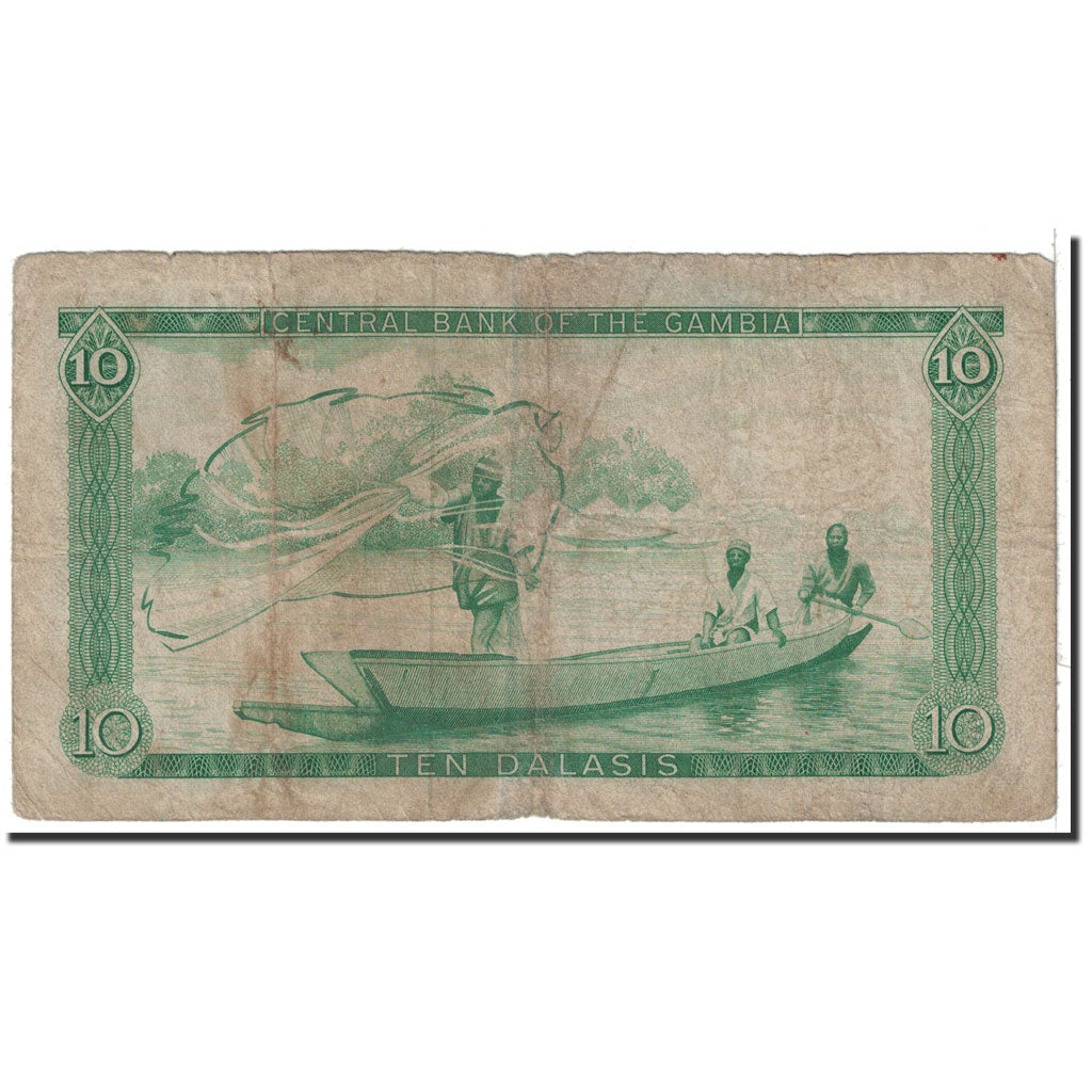 Banknote, The Gambia, 10 Dalasis, 1972, Undated, KM:6a, VF(20-25)
