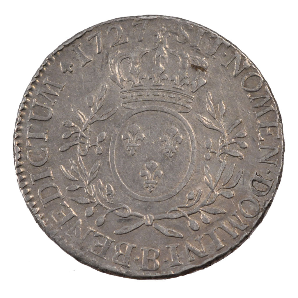 FRANCE, Écu aux branches d'olivier, Ecu, 1727, Rouen, VF(20-25), Silver, Gadoury