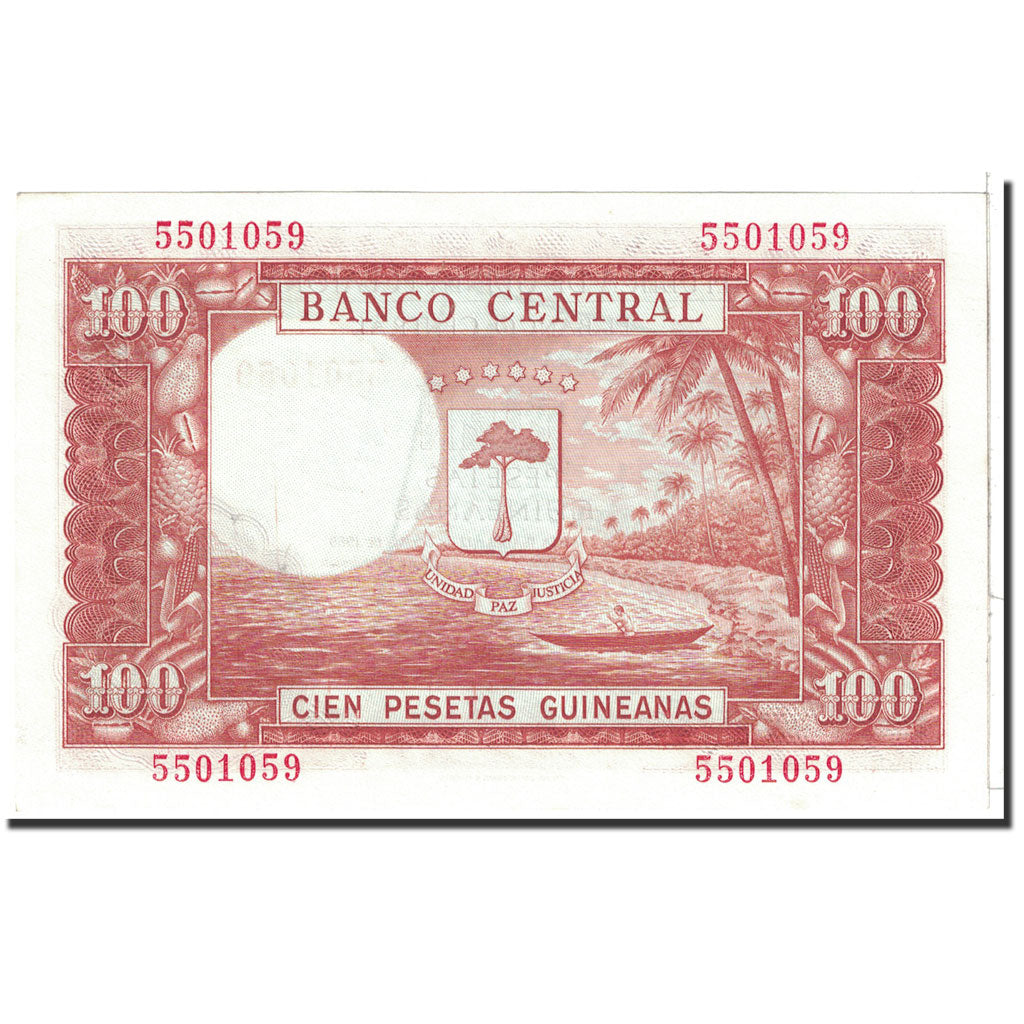 Banconote, Guinea equatoriale, 1000 Bipkwele on 100 Pesetas, 1980, KM:18
