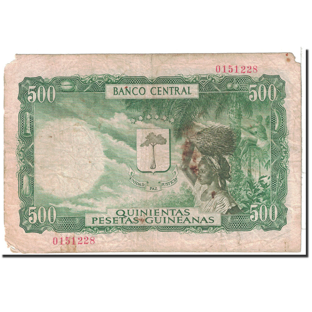 Equatorial Guinea, 500 Pesetas Guineanas, 1969, KM:2, 1969-10-12, VG(8-10)
