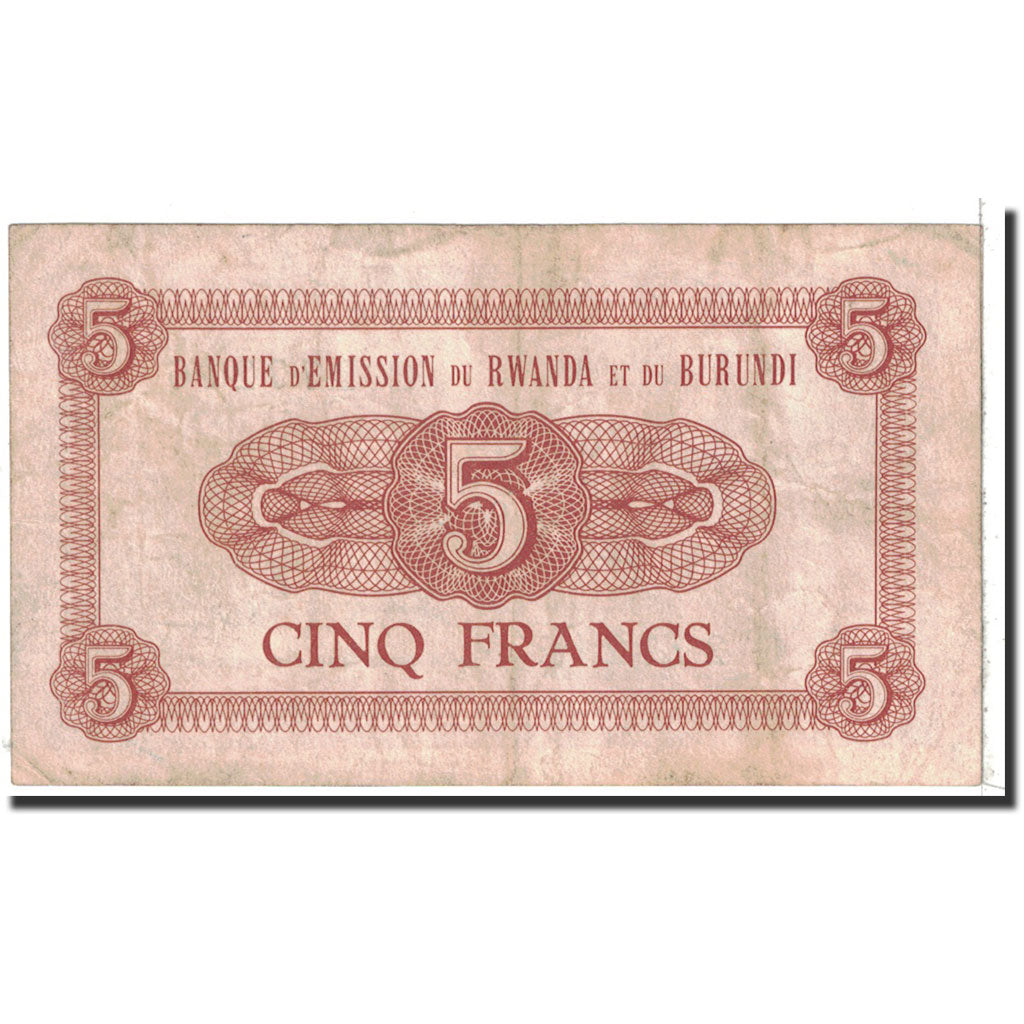 Banknote, Rwanda-Burundi, 5 Francs, 1961, 1961-05-15, KM:1a, EF(40-45)