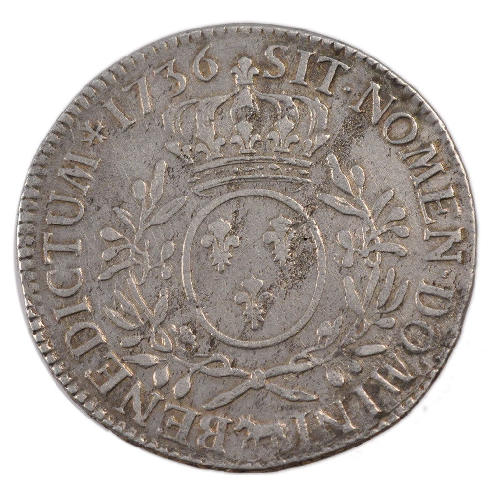 FRANCE, Écu de Béarn aux branches d'olivier, ECU, 1736, Pau, KM #487, VF(30-35),