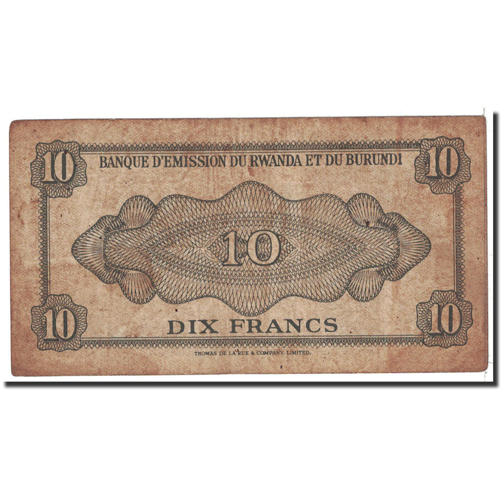 Banknote, Burundi, 10 Francs, 1960, 1960-10-05, KM:2, VF(20-25)