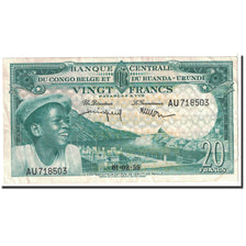 Belgian Congo, 20 Francs, 1959, KM:31, 1959-08-01, AU(50-53)