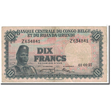 Belgian Congo, 10 Francs, 1957, KM:30b, 1957-02-01, EF(40-45)