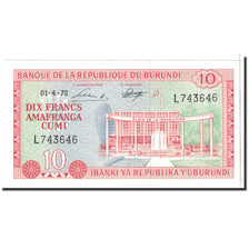Banknote, Burundi, 10 Francs, 1970, 1970-04-01, KM:20b, UNC(65-70)