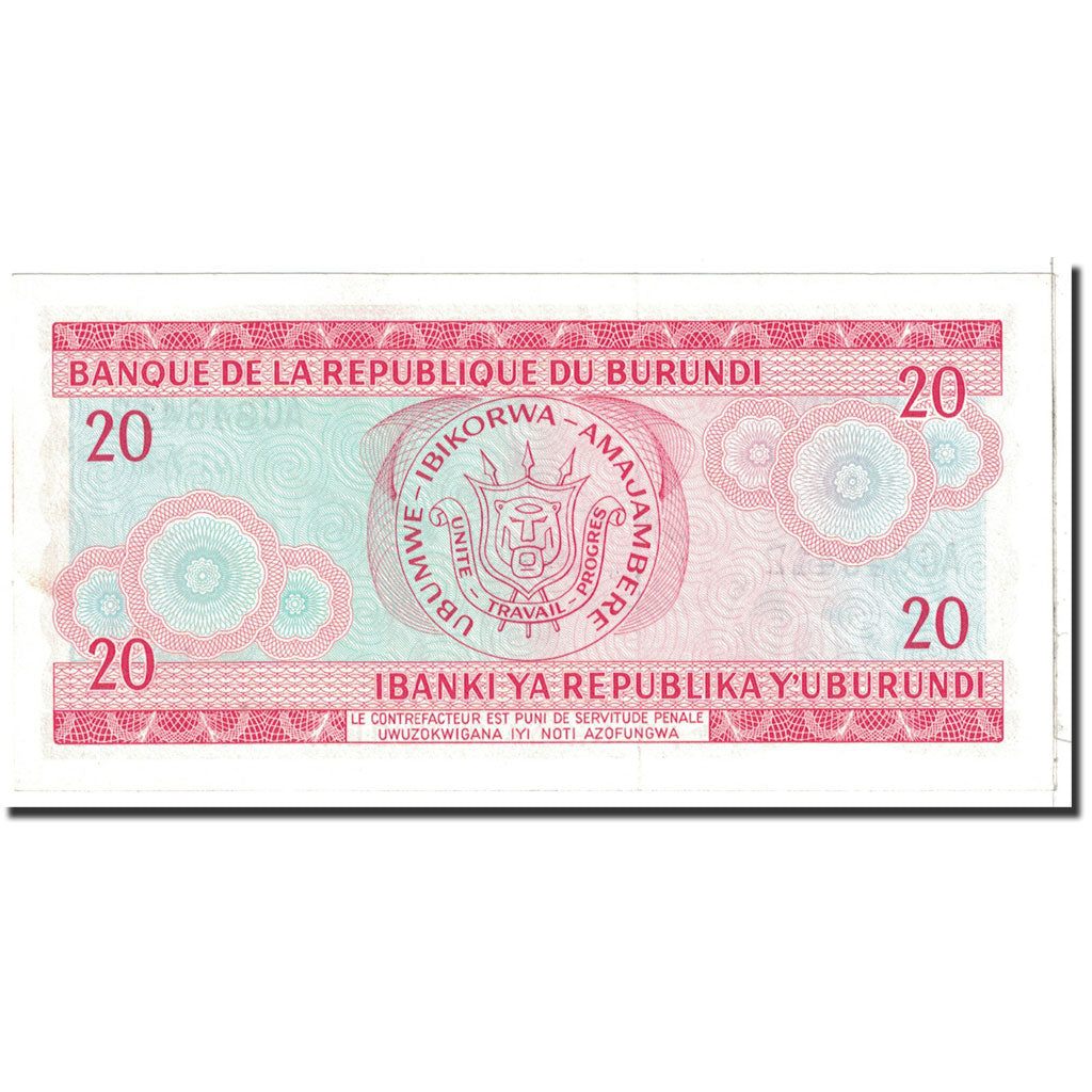 Banknote, Burundi, 20 Francs, 1977, 1977-07-01, KM:27A, UNC(65-70)