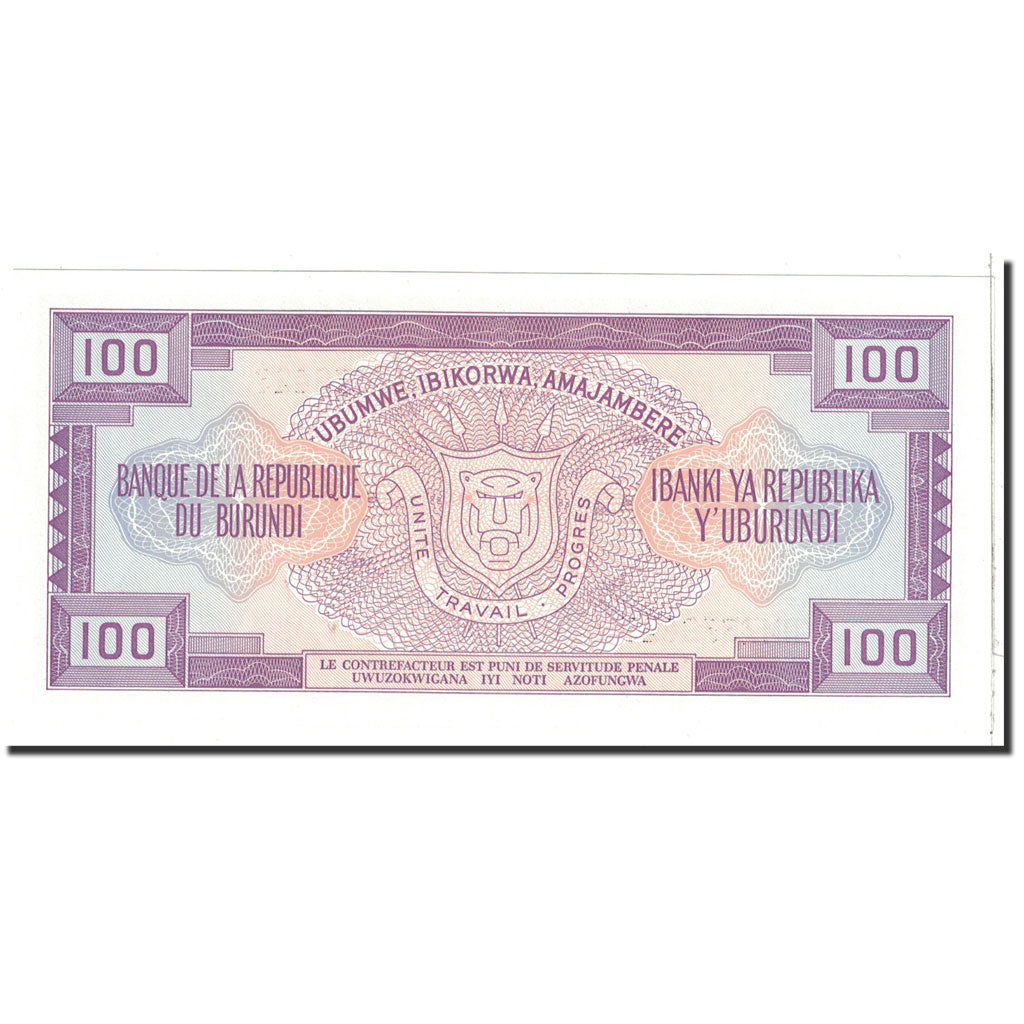 Burundi, 100 Francs, 1990, KM:29c, 1990-07-01, UNC(65-70)