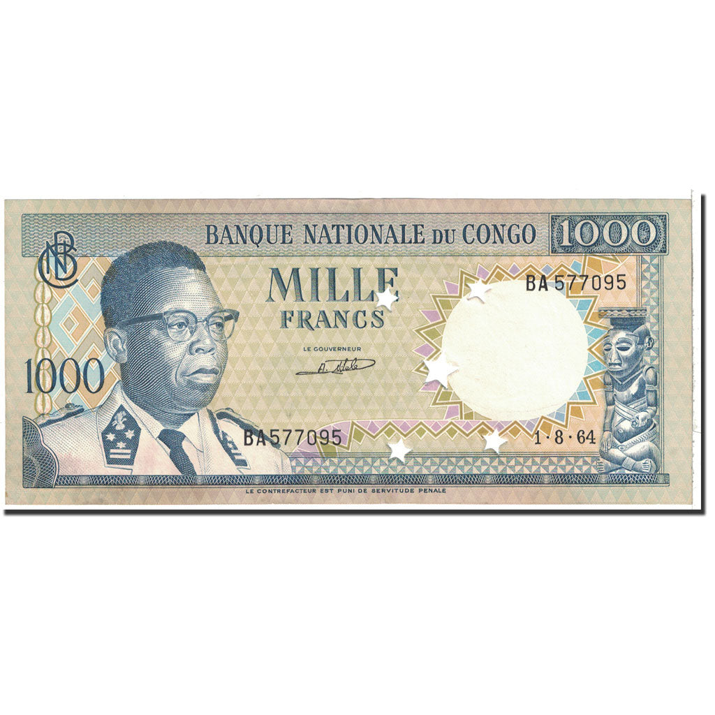 Banknote, Congo Democratic Republic, 1000 Francs, 1964, 1964-08-01, KM:8a