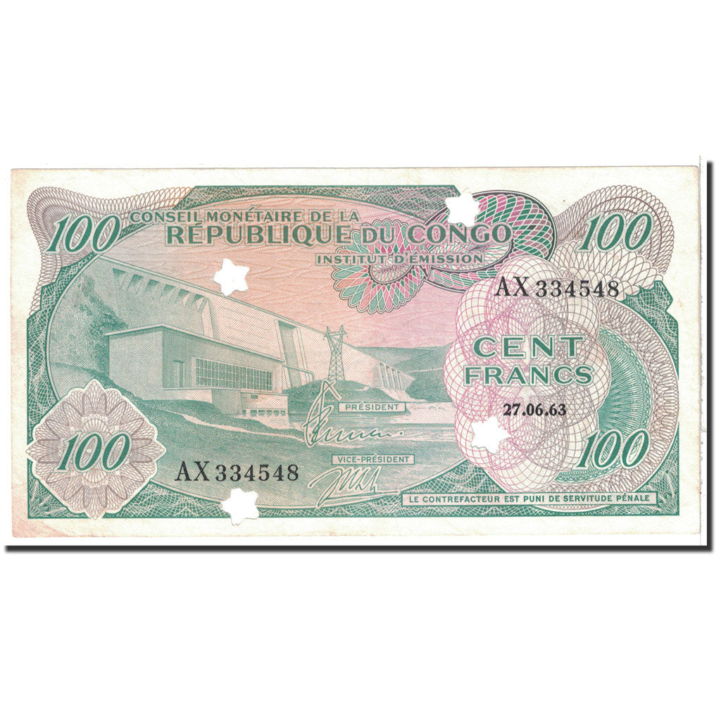 Congo Democratic Republic, 100 Francs, 1963, KM:1a, 1963-06-27, UNC(63)