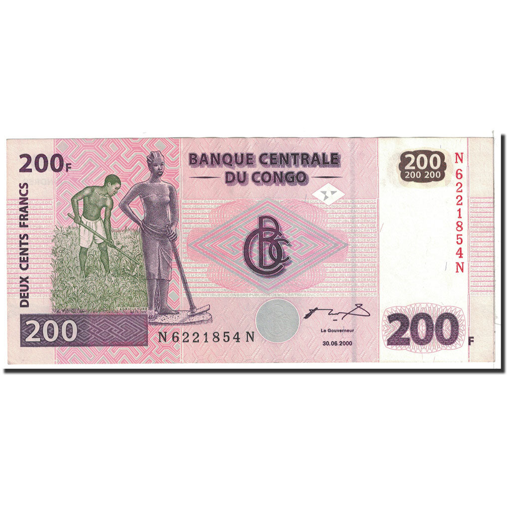 Billet, Congo Democratic Republic, 200 Francs, 2000, 2000-06-30, KM:95a, NEUF