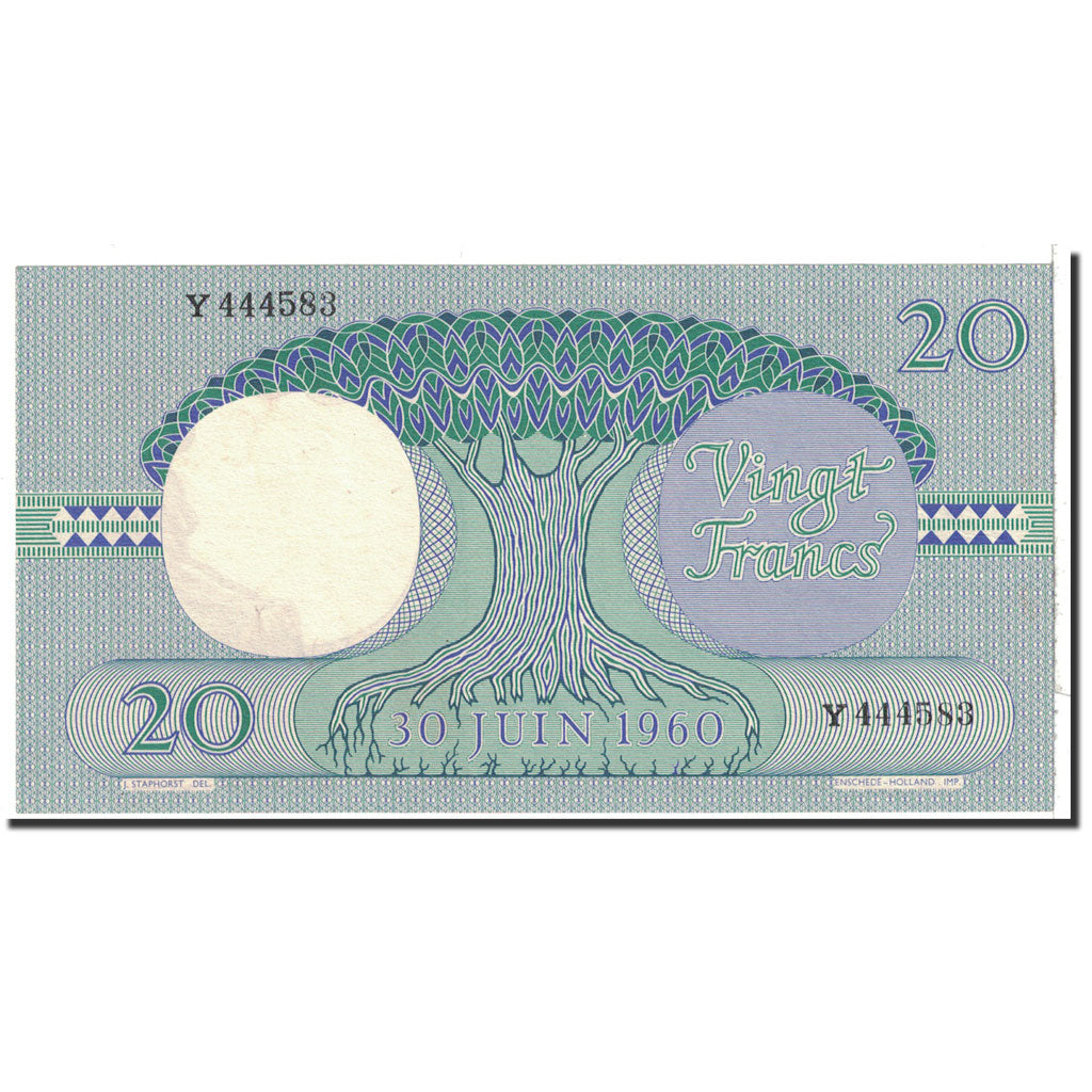 Banknote, Congo Democratic Republic, 20 Francs, 1962, 1962-05-15, KM:4a