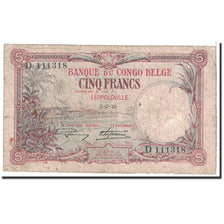 Belgian Congo, 5 Francs, 1926, KM:8b, 1926-07-03, F(12-15)