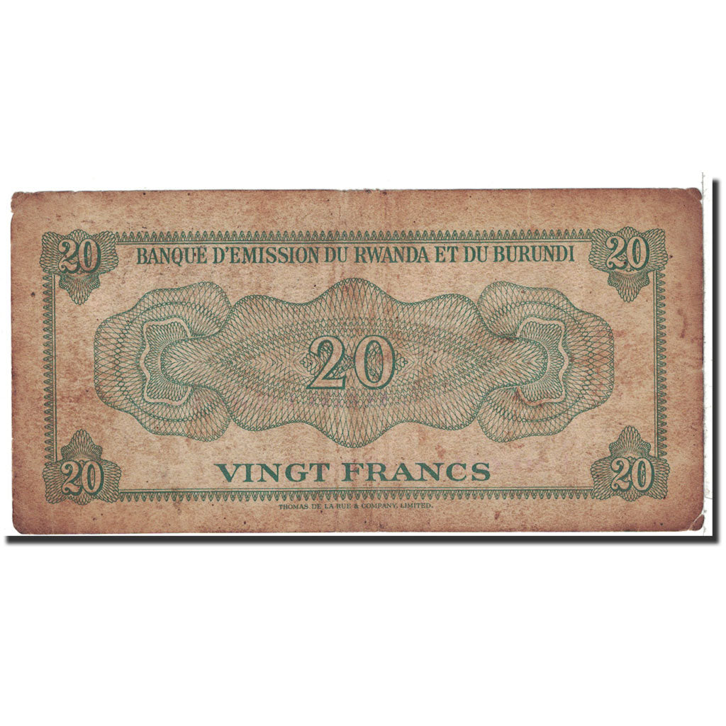Banknote, Burundi, 20 Francs, 1960, 1960-10-05, KM:3, VF(30-35)