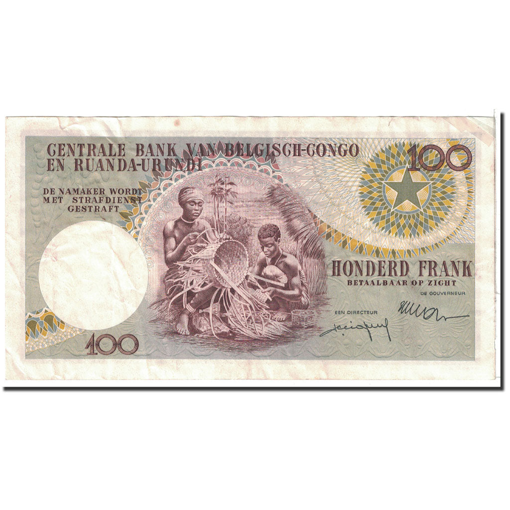Belgian Congo, 100 Francs, 1956, KM:33b, 1956-11-01, EF(40-45)