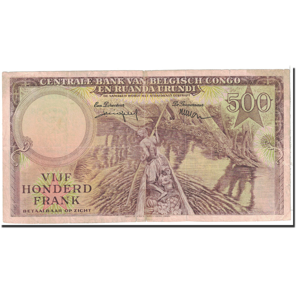 Belgian Congo, 500 Francs, 1957, KM:34, 1957-11-01, VF(30-35)