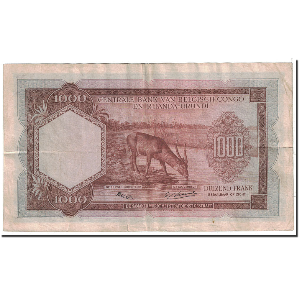 Belgian Congo, 1000 Francs, 1953, KM:29a, 1953-09-15, EF(40-45)