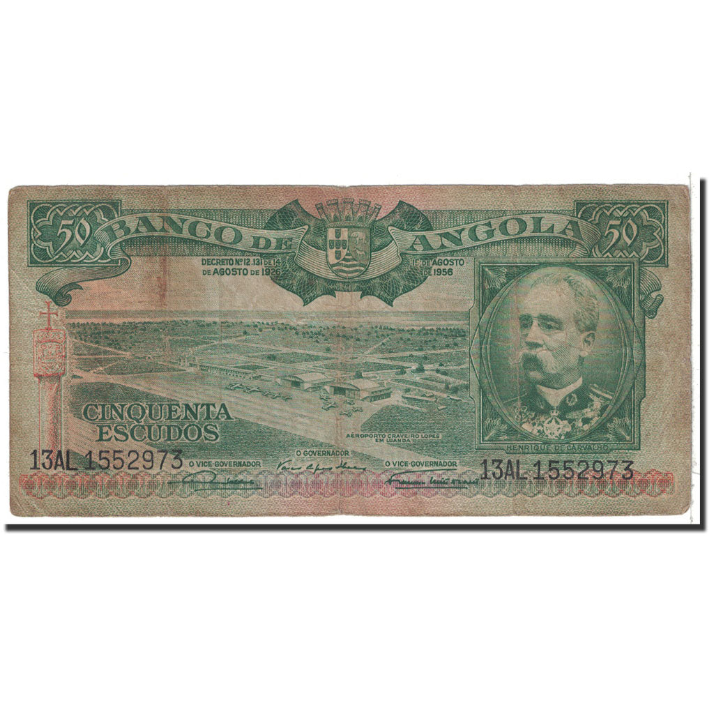 Banknote, Angola, 50 Escudos, 1956, 1956-08-15, KM:88a, VF(30-35)