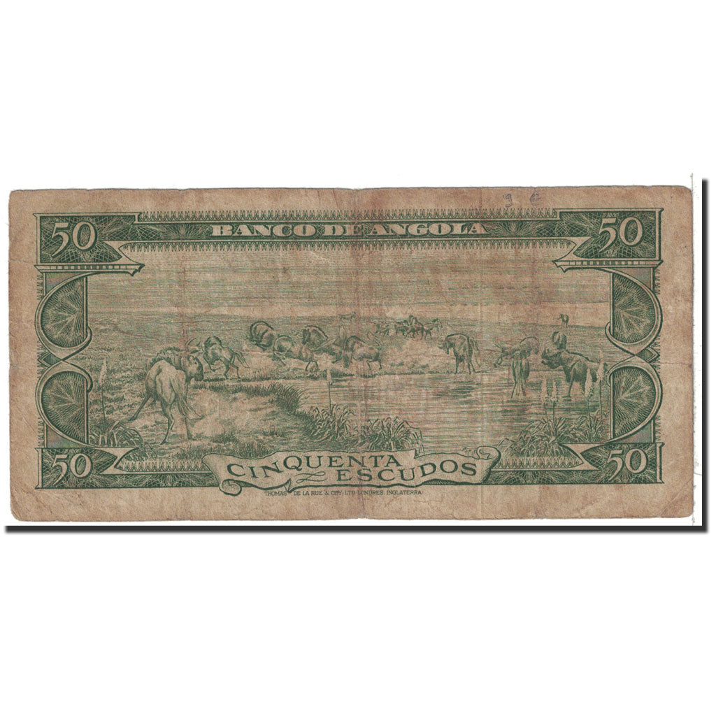 Banknote, Angola, 50 Escudos, 1956, 1956-08-15, KM:88a, VF(30-35)