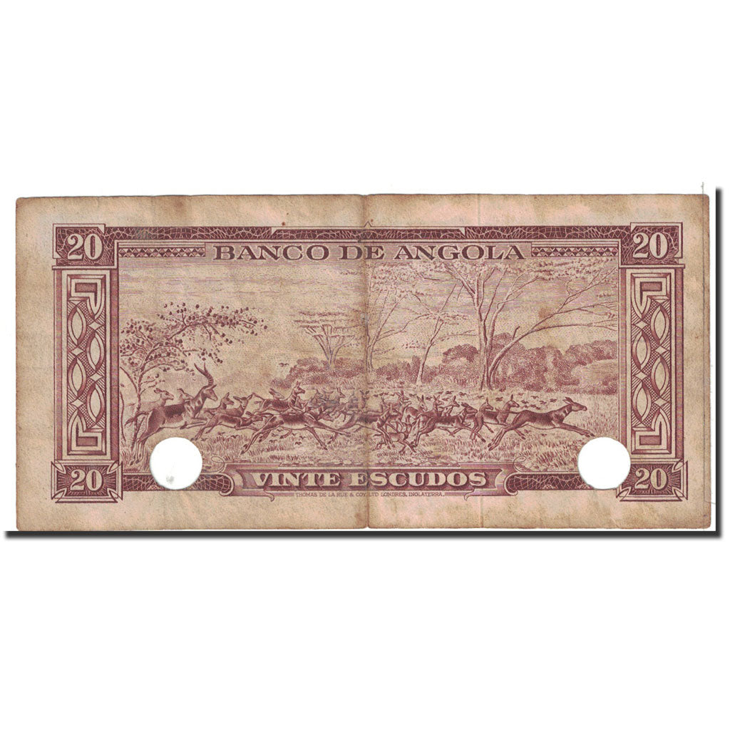 Banknote, Angola, 20 Escudos, 1956, 1956-08-15, KM:87, VF(30-35)