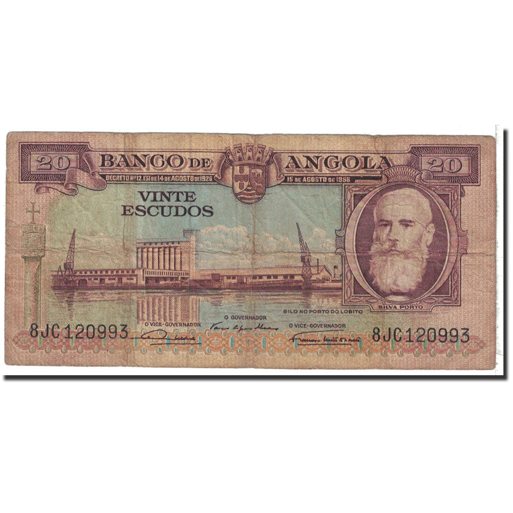 Angola, 20 Escudos, 1956, KM:87, 1956-08-15, VF(20-25)