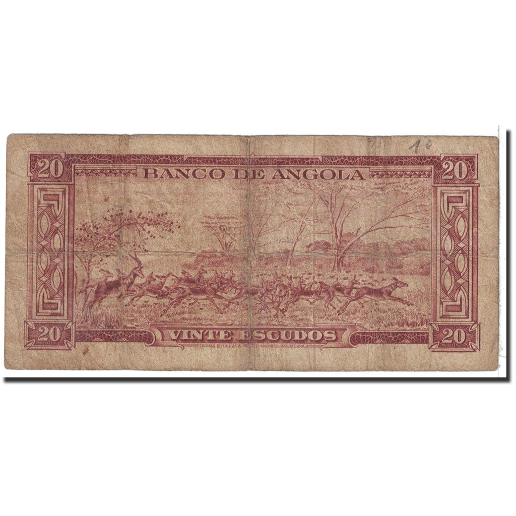 Angola, 20 Escudos, 1956, KM:87, 1956-08-15, VF(20-25)