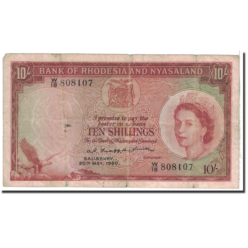 Rhodesia e Nyasaland, 10 Shillings, 1960, 1960-05-20, KM:20a, MB+