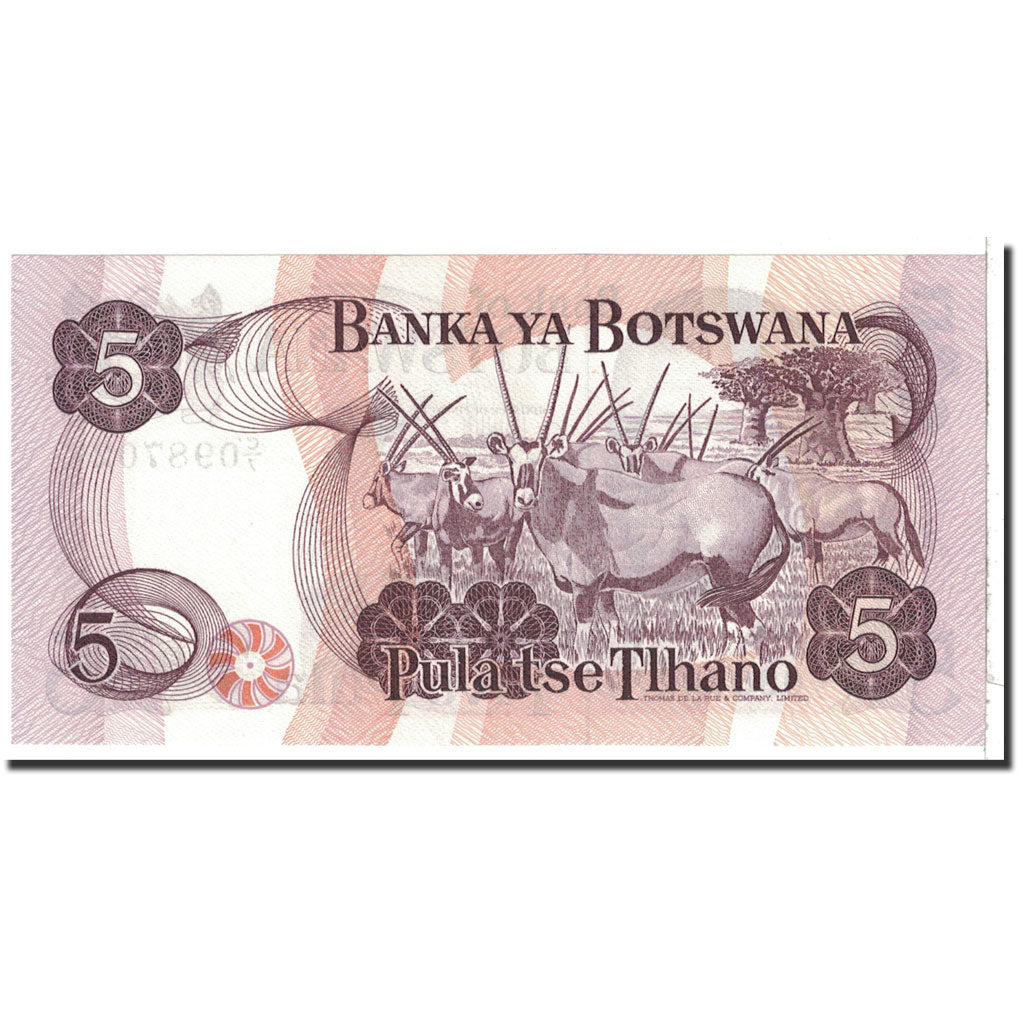 Billete, 5 Pula, 1982, Botsuana, KM:8b, Undated, UNC