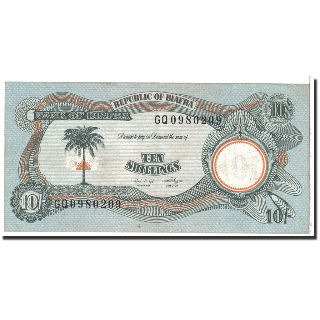 Biafra, 10 Shillings, 1968-1969, KM:4, AU(55-58)