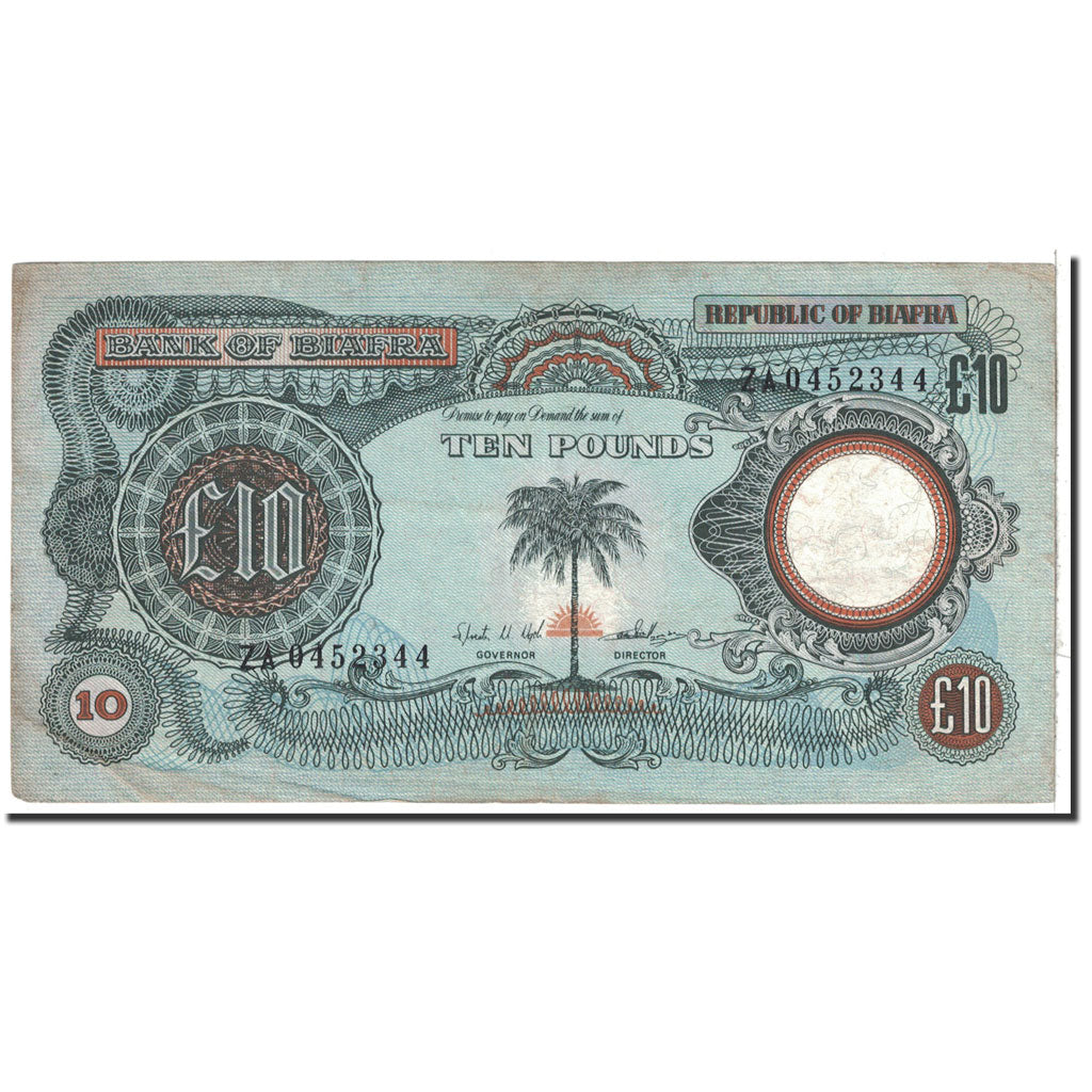 Biafra, 10 Pounds, 1968, KM:7a, AU(50-53)