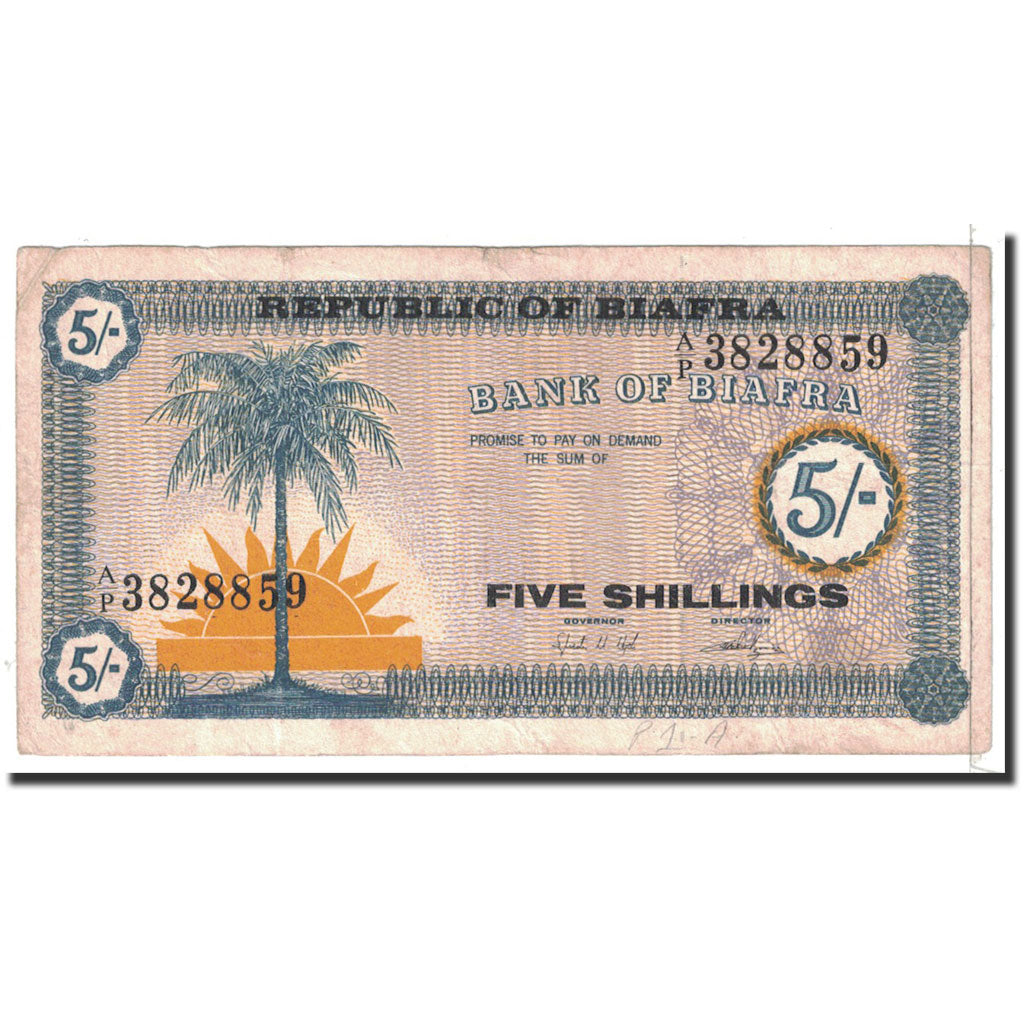 Biafra, 5 Shillings, 1967, KM:1, EF(40-45)
