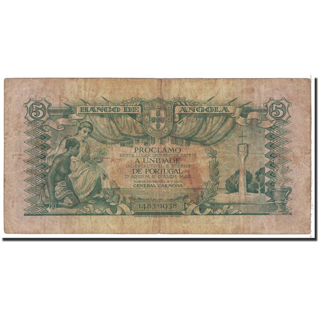 Banknote, Angola, 5 Angolares, 1947, 1947-01-01, KM:77a, VF(20-25)