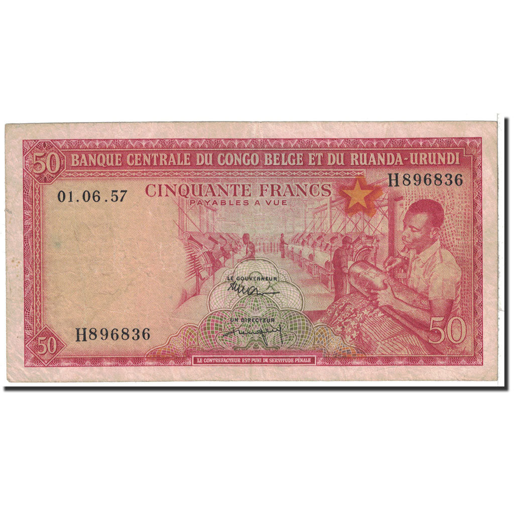 Banknote, Belgian Congo, 50 Francs, 1957, 1957-06-01, KM:32, EF(40-45)