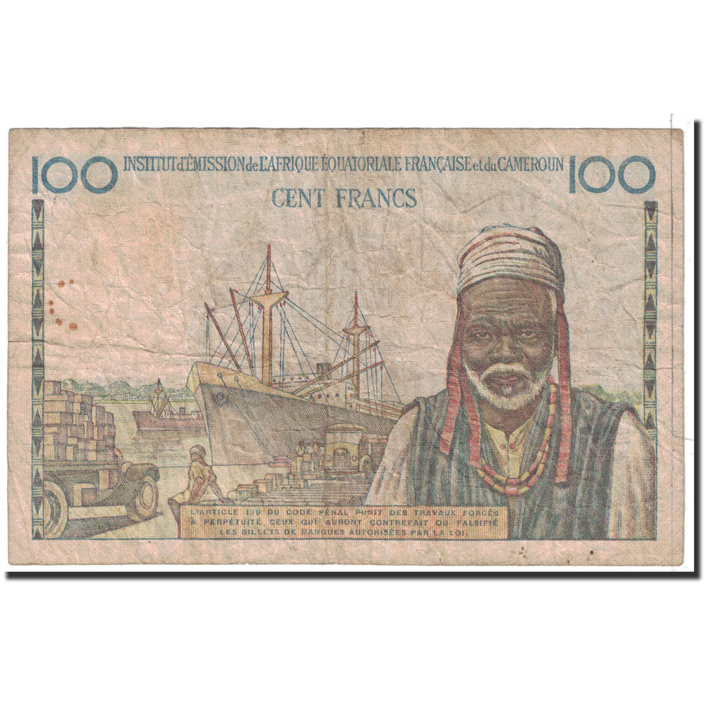 Banknote, French Equatorial Africa, 100 Francs, 1957, Undated, KM:32, VF(20-25)