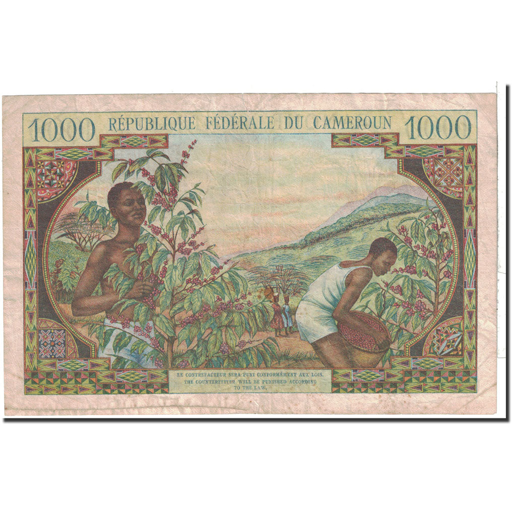 Banknote, Cameroon, 1000 Francs, 1962, Undated, KM:12b, VF(30-35)