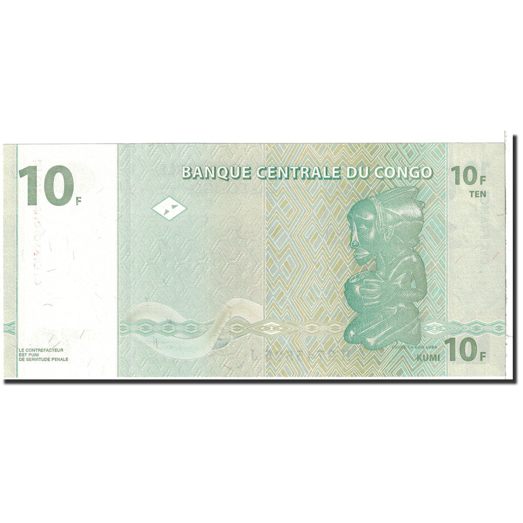 Congo Democratic Republic, 10 Francs, 1997, KM:87b, 1997-11-01, UNC(65-70)