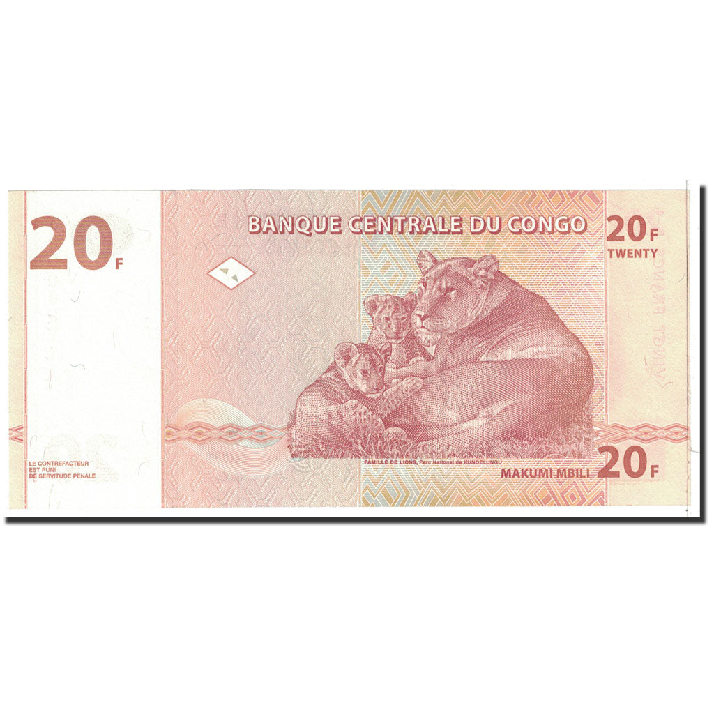 Congo Democratic Republic, 20 Francs, 1997, KM:88a, 1997-11-01, UNC(65-70)