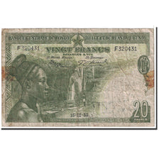 Congo belge, 20 Francs, 1953, KM:26a, 1953-12-15, B+
