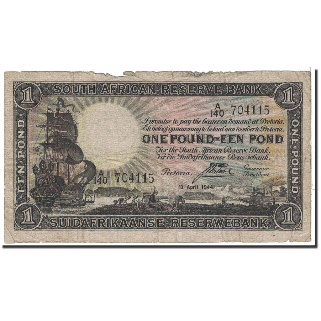 Geldschein, Südafrika, 1 Pound, 1944, 1944-04-12, KM:84e, SGE+