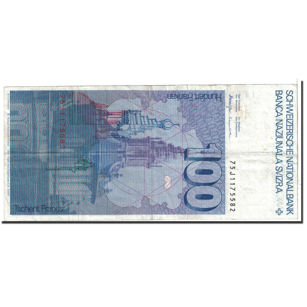 Banknote, Switzerland, 100 Franken, 1975, Undated, KM:57a, EF(40-45)