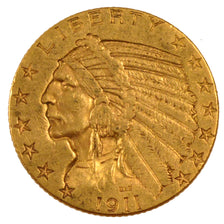 United States, Indian Head, 5 Dollars, 1911, Philadelphia, KM #129, AU(55-58),..