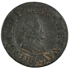 FRANCE, Double Tournois, 1605, Paris, EF(40-45), Copper, CGKL #222, 2.60