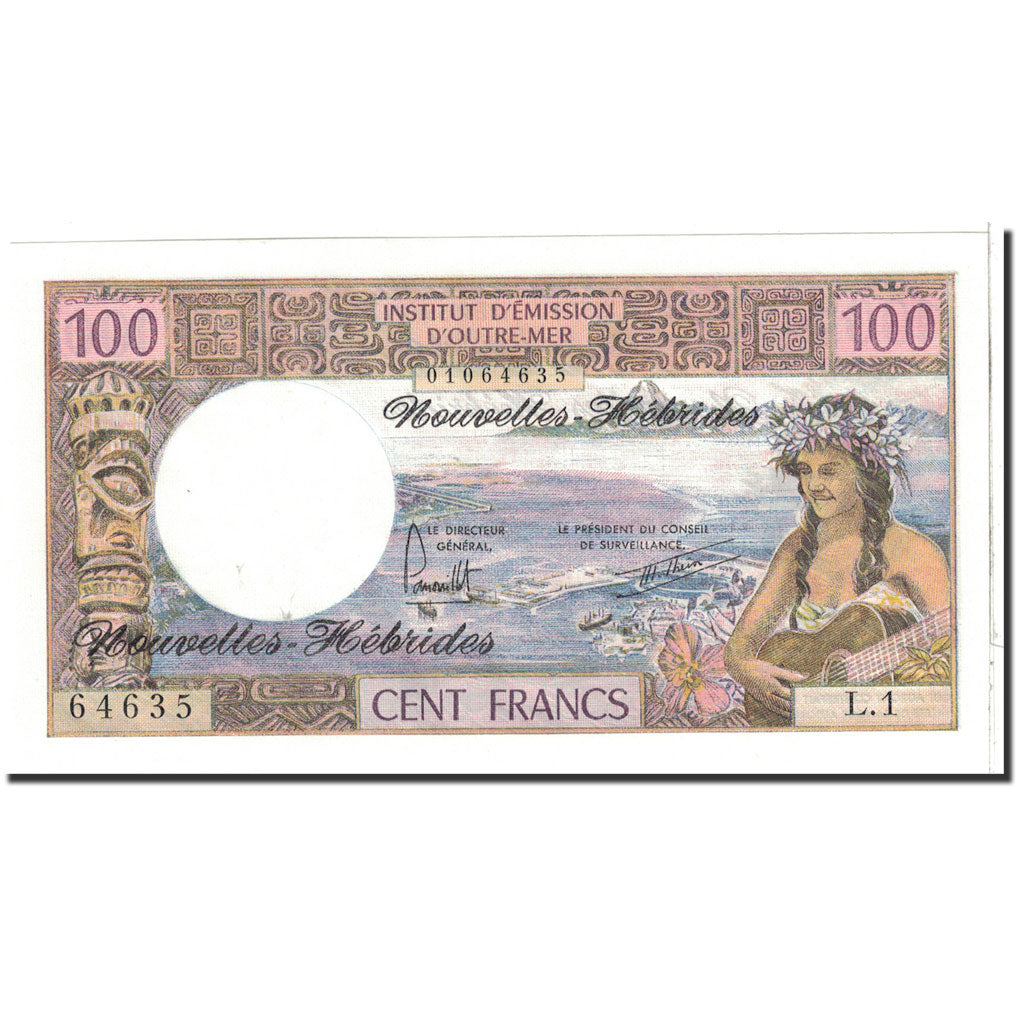 Banknote, New Hebrides, 100 Francs, 1977, Undated, KM:18d, UNC(65-70)