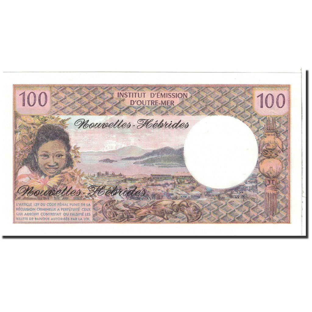 Banknote, New Hebrides, 100 Francs, 1977, Undated, KM:18d, UNC(65-70)