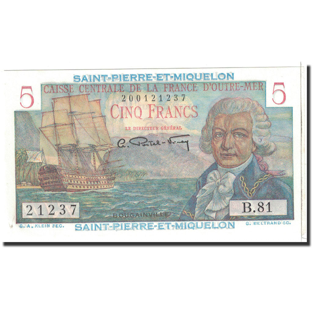 Saint Pierre and Miquelon, 5 Francs, 1950, KM:22, UNC(65-70)