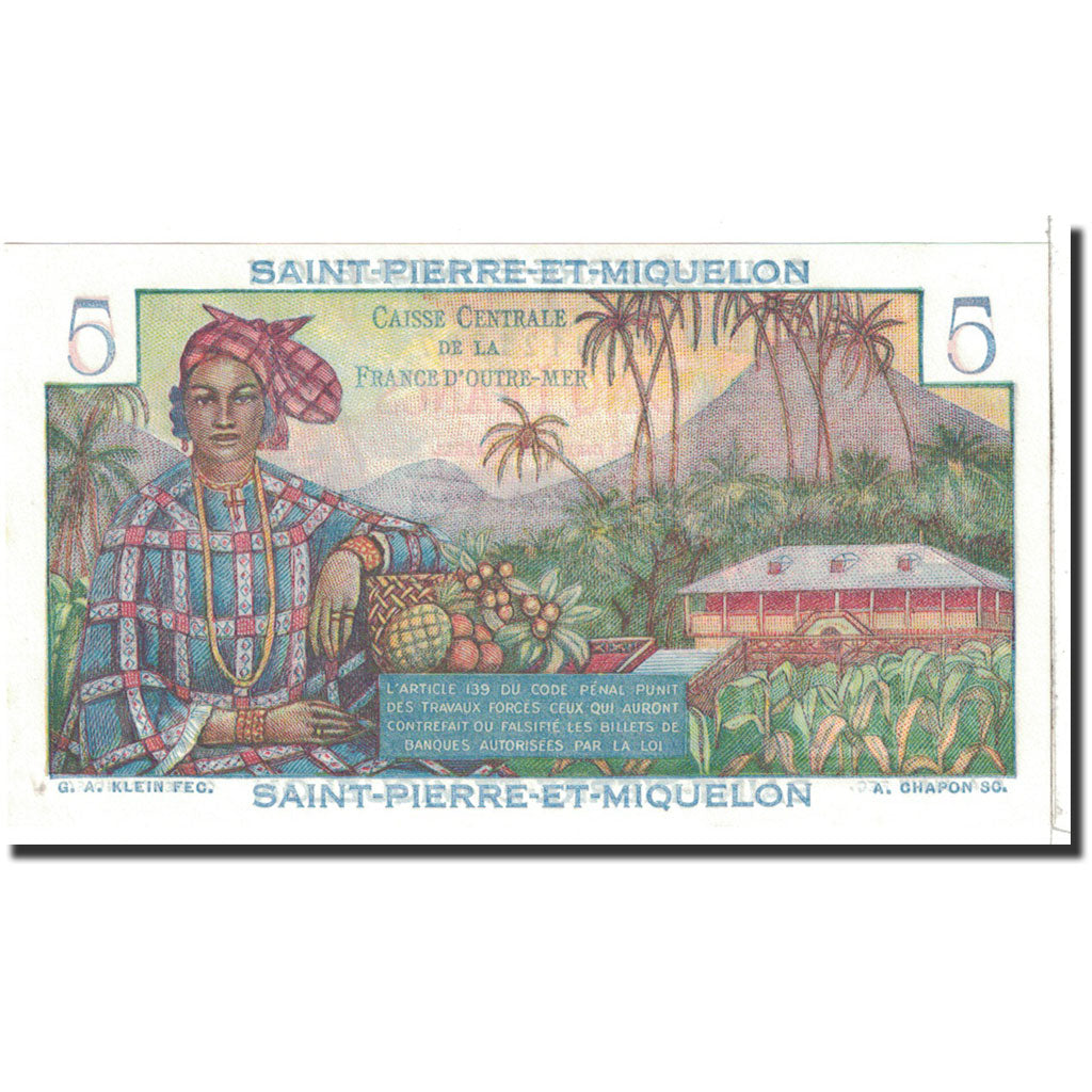 Saint Pierre and Miquelon, 5 Francs, 1950, KM:22, UNC(65-70)