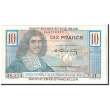 Billete, 10 Francs, 1950, San Pedro y Miquelón, KM:23, Undated, SC+